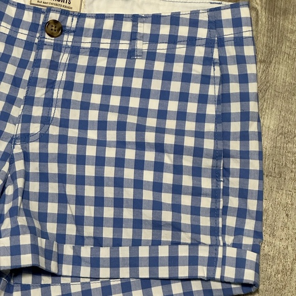 Women's Old Navy 8 M Medium Shorts Chino Khakis Checkered Blue Everyday Twill - Picture 5 of 9